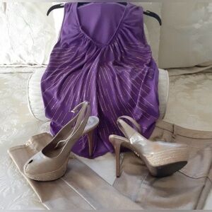 JLO Sleeveless Top with Gold Accent Details, Purple & Gold, XS, EUC